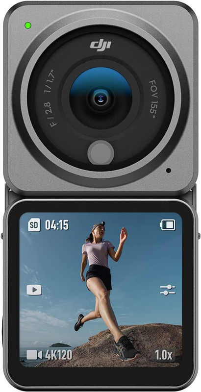 dji Action 2 Dual Screen Combo Dual Screen Combo with Front Touchscreen, Magnetic Versatility, 4K Recording Upto 120 fps and 155 Degree FOV, Portable and Wearable, Horizon Steady, AI Editor, 10 m Waterproof Sports and Action Camera(Black, 12 MP)
