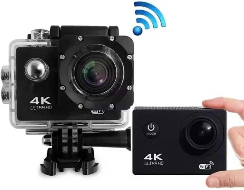 iSol 4K ACTION CAMERA FOR MOTO VLOG ULTRA HD DV INCLUDE ACCESSORIES WATERPROOF 30M 16MP WIDE ANGLE 170 SMART ACTION CAMERA Sports and Action Camera(Black, 16 MP)