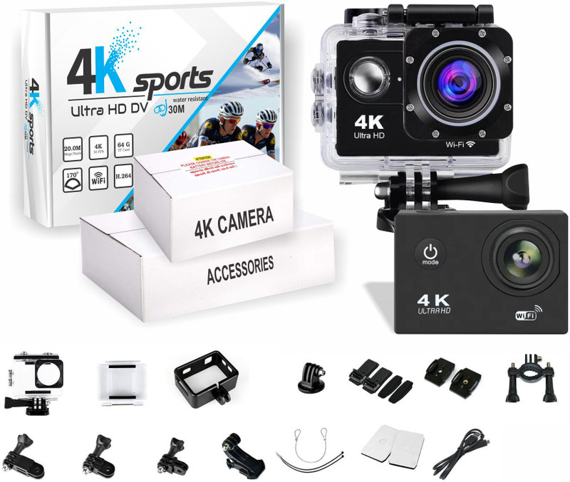 XYNEZ Premium 4K 1080p Action Camera with( 1 Year Warranty) & Waterproof for Adventure Sports and Action Camera(Black, 16 MP)
