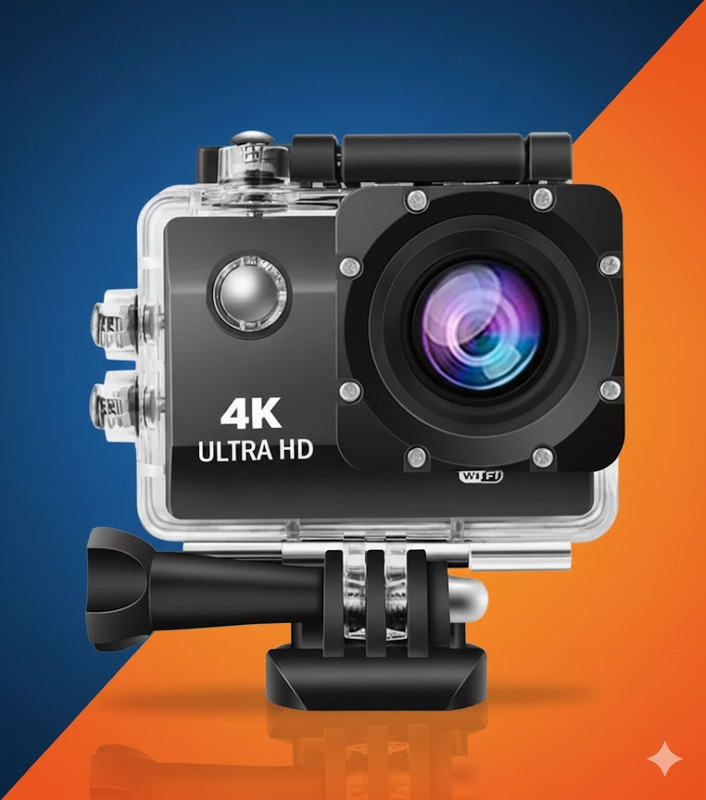 tintly Professional 4K Travel Action Camera with Waterproof (1 Year Warranty) Sports and Action Camera(Black, 16 MP)
