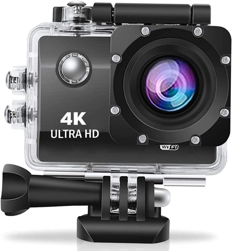 Rhobos 4K Ultra HD 170° Wide Angle Lens, 98FT Depth – Helmet Mount, Bike/Stunt/YouTube Recording Sports and Action Camera(Black, 16 MP)