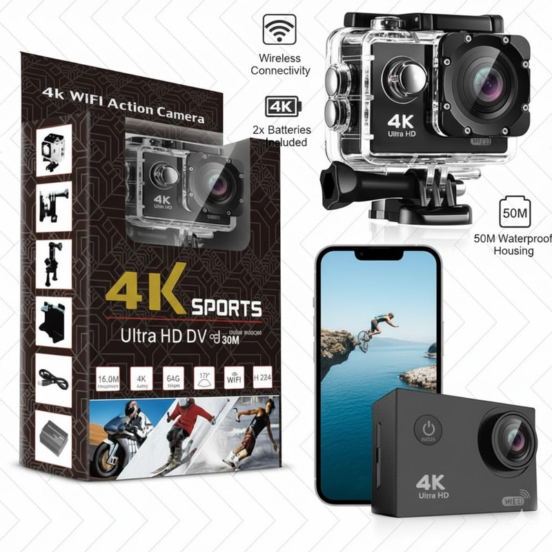 elitrom Premium 4k Water Resistance Ful HD Vlogging Bike Helmet Camera 4k Sports and Action Camera(Black, 16 MP)