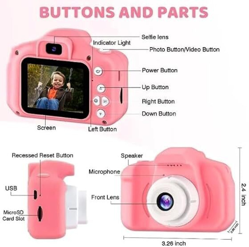 Footprint Fashion LED Kids Digital Camera with Screen PINK ( FOR KIDS ) Sports and Action Camera(Pink, 5 MP)