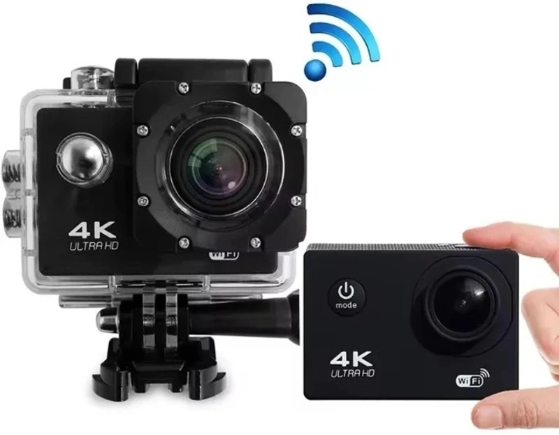 ULTRAPICS 4K ULTRA HD CAMERA 20MP WIDE ANGLE LENS WATER RESISTANT 30M DEPTH AND OS SUPPORTED Sports and Action Camera(Black, 20 MP)