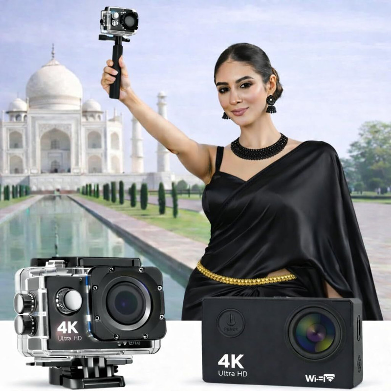 SmartCam GoPro Action camera 4k 4K Digital Action Camera with Accessories Kit – Bike & Helmet Mount Sports and Action Camera(Black, 20 MP)