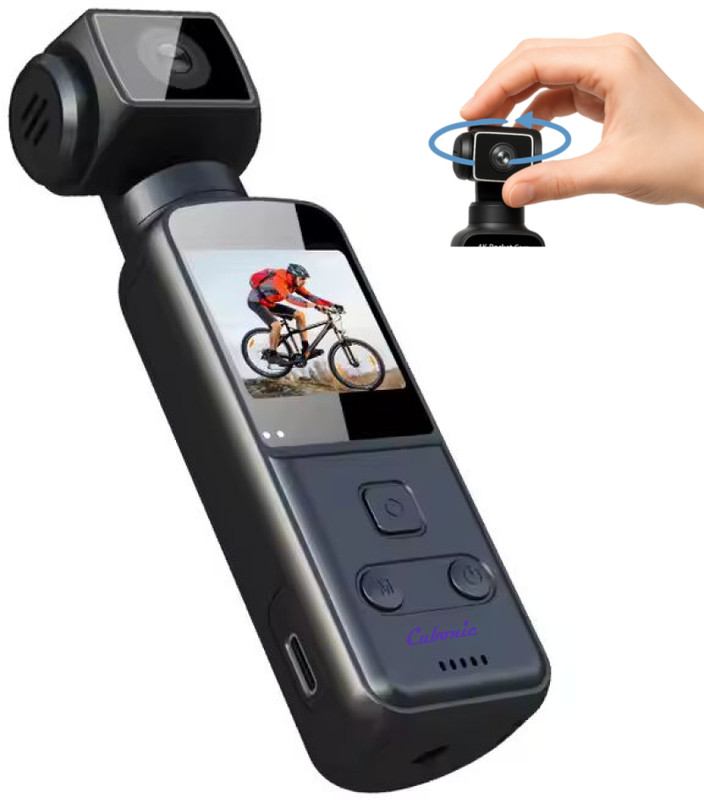 Cubonic Handheld Vireo 4K Ultra HD Enabled 270° Manual Rotatable Recorder for Outdoor, Riding, Diving, Shooting Compatible with External Type-C Mic Vlogging Sports and Action Camera(Black, 20 MP)