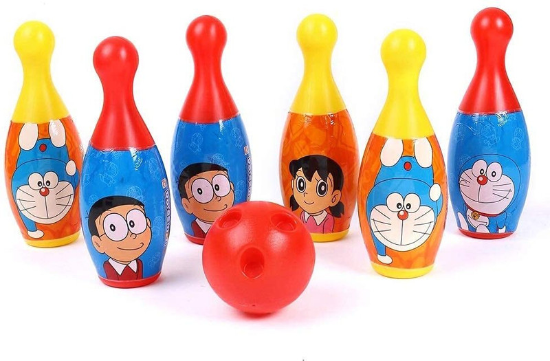 zokato 6 Pin 1 Ball Sport Toys Doraemon Bowling Set Sports Bowling Set