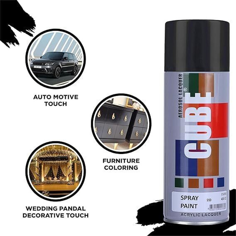 TOVOTA CubeGlossy Spray Paint Quick-Drying,Automotives accessories car&Bike Black Spray Paint 400 ml(Pack of 1)