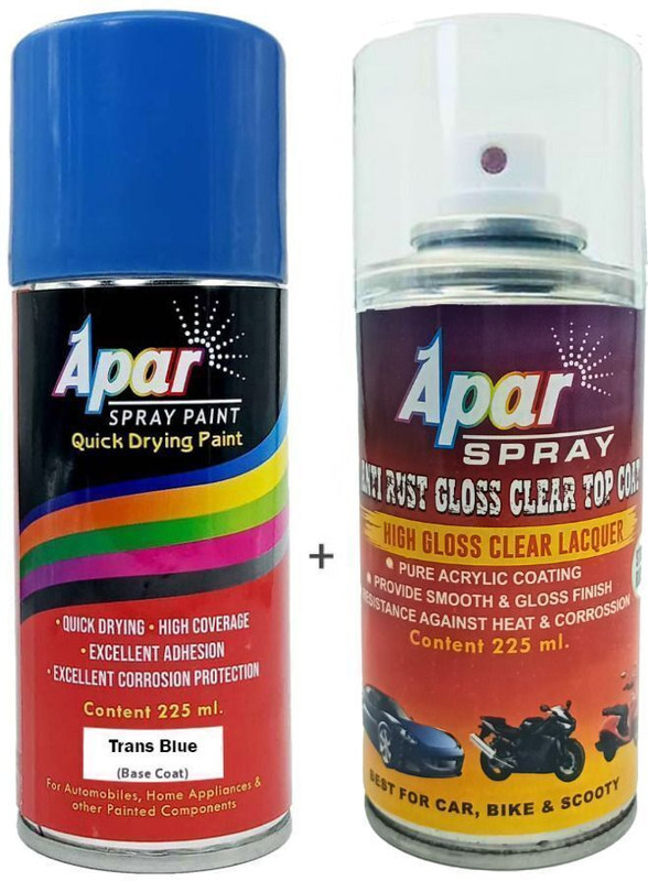 apar Spray Paint Trans Blue Met.(RC Colour)+GC Compatible for Hon Activa Blue Spray Paint 450 ml(Pack of 2)