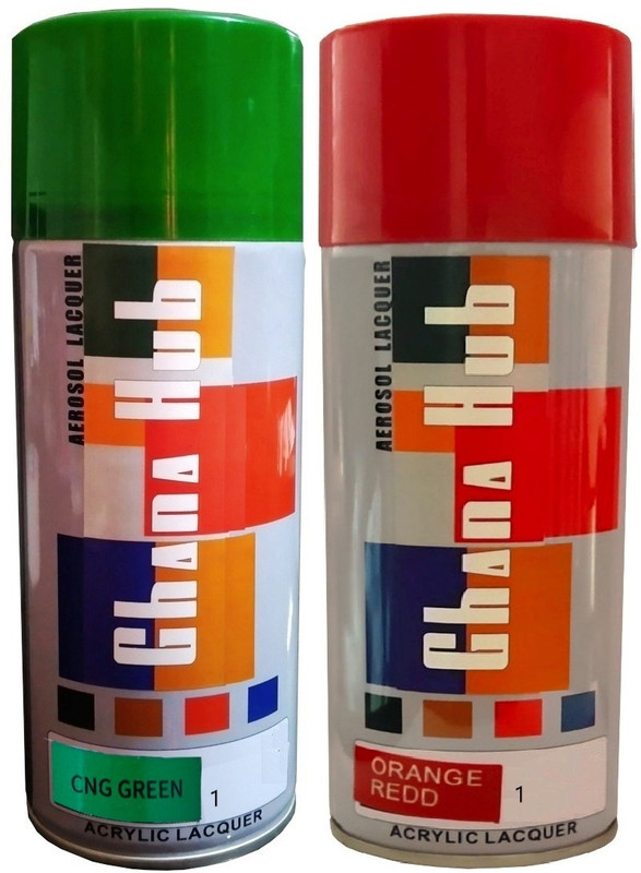 GHANA HUB Double Cng Green & Orange Red Multicolor Spray Paint 900 ml(Pack of 2)