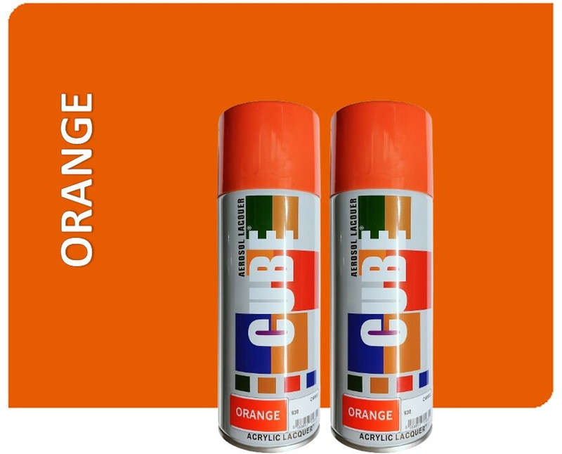 CUBE AUTO CARE SPRAY PAINT ORANGE Spray Paint 800 ml(Pack of 2)
