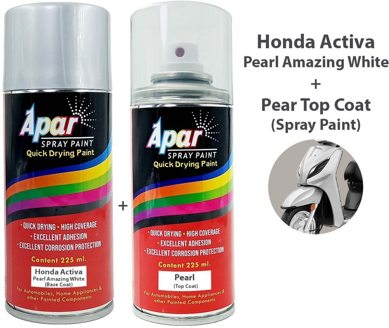 apar Spray Paint Pearl Amazing White (RC Colour Name)+PC for Hon. Cars White Spray Paint 450 ml(Pack of 2)
