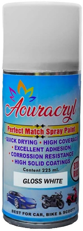 AOURACRYL Spray Paint Gloss White-225ml(Pack of 1) For Bike, Cars, art and craft, WHITE Spray Paint 225 ml(Pack of 1)