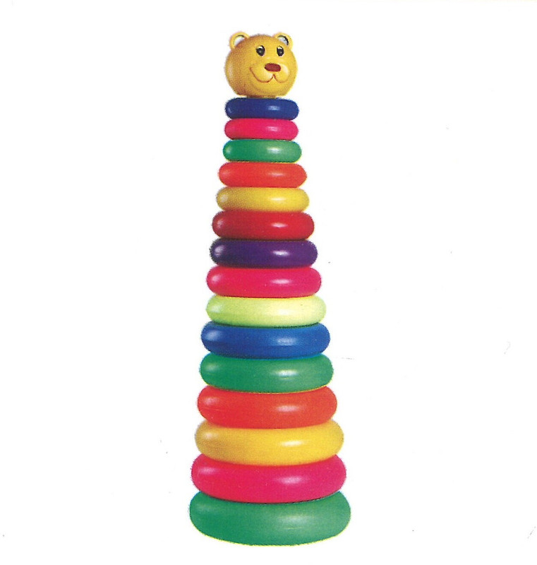 creativetoy 15 Ring Stacking Tower with Bear Head, Multicolor Plastic Pyramid Set for Kids(Multicolor, Yellow)