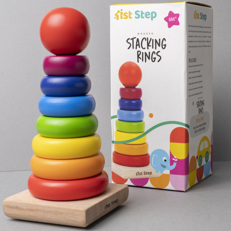 1st Step 7 Pcs Natural Wooden Staking Rings(Multicolor)