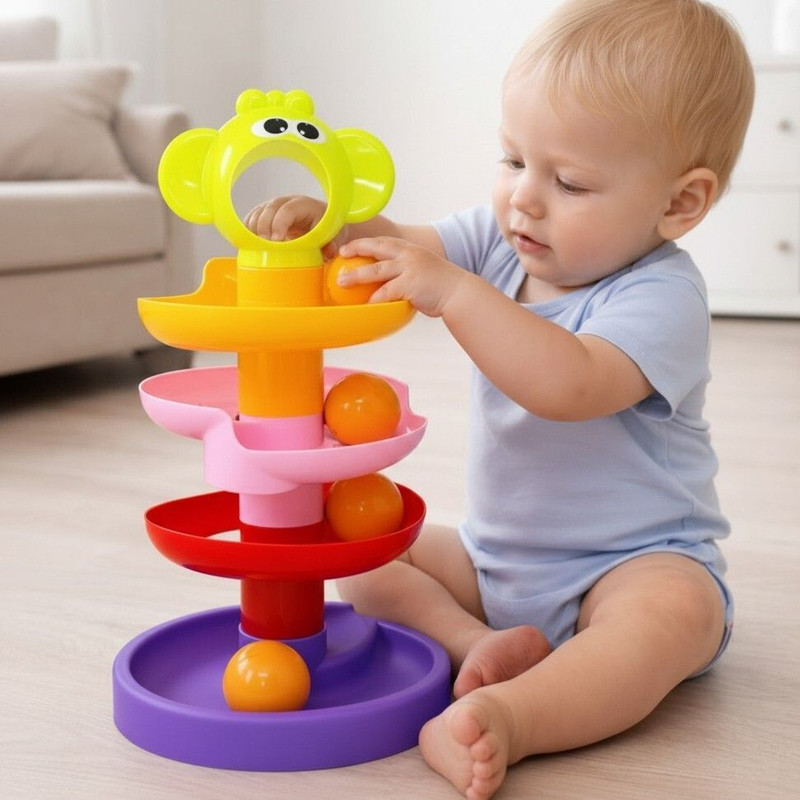 Toyify Baby Ball Drop Tower Toy for Toddlers 6–48 Months | Rolling Ball Learning Toy(Multicolor)