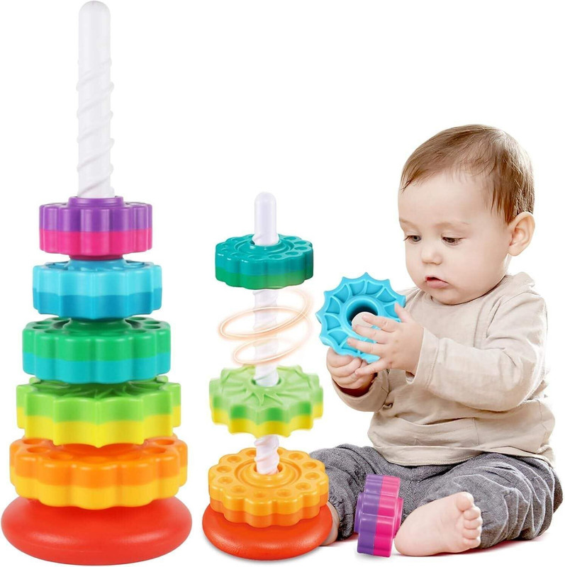 CountryLink Spinning Stacking Tower Toy for Kids Rainbow Spin Educational Unbreakable Fun(Multicolor)