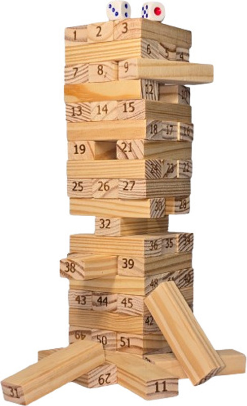 Hello Toys 54 Pc Wooden Tumbling Tower Jenga Game | Family & Kids Indoor Stacking Toy(Multicolor)