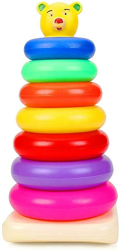 himanshu tex Stacking 7 Rings ,Brilliant Basics Rock-a-Stack, Multi Color | Kids Learning, Stacking, Colors, Shapes, Designs(Multicolor)