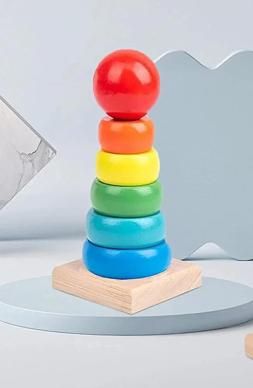 toyswondercart Wooden Rainbow Stacking Ring Tower Toys(Multicolor)
