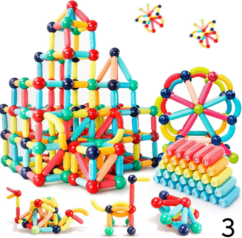 KAVANA Magnetic Sticks Building Blocks for Kids 36 Piece Toys for Girls Boys, 3(Multicolor)