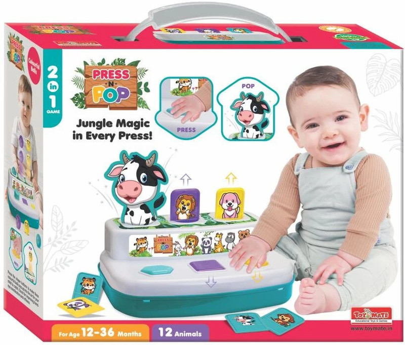 Toymate Press & Pop: 2-in-1 Animal & Ball Pop-Up Learning Toy for Toddlers 12+ Months(Multicolor)