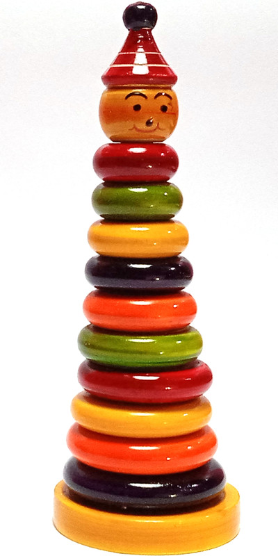 Neels Wooden Toys Ring Set Jolly Joker - 10 Pieces Of Wooden Ring Set Handmade(Multicolor)