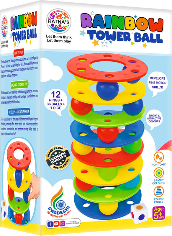 Ratnas Rainbow Tower Ball (1960) Stacking & Tumbling Tower Toy(Multicolor)