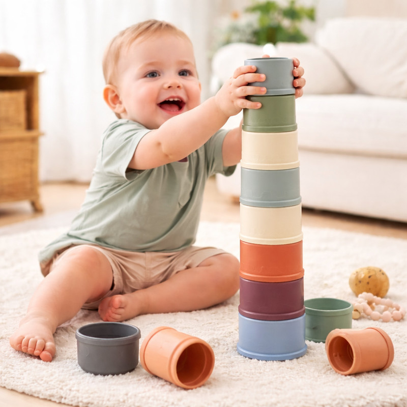 VrajVilla Baby Stacking Nesting Cups Toy, Montessori Toys for Toddlers 6+ Months(Multicolor)