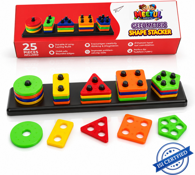 Meetul Enterprise Geometric Train Shape Sorting Stacking Toy for Kids Learning Puzzle(Multicolor)