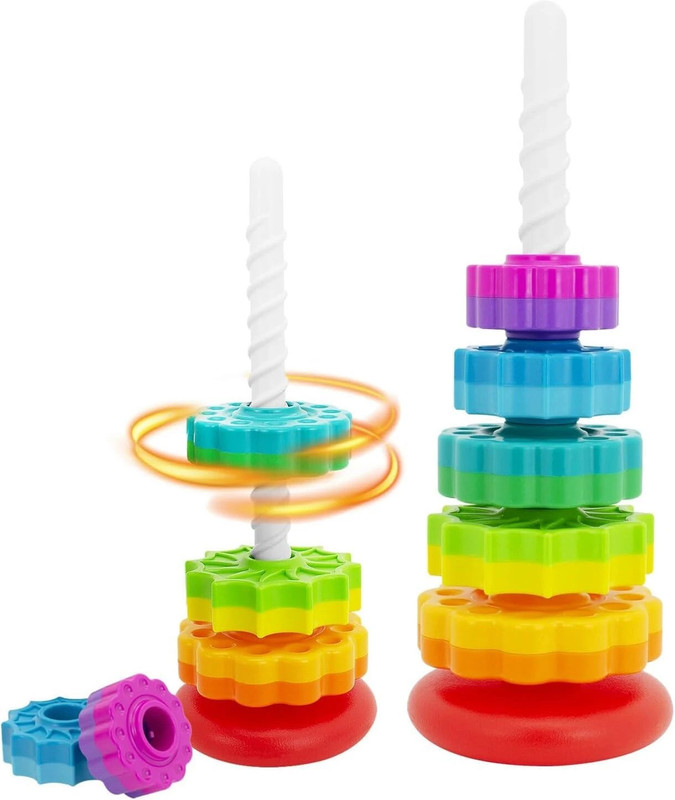 CountryLink Spinning Stacking Tower for Kids Colorful Rainbow Spin Stacker for Toddlers SML(Multicolor)