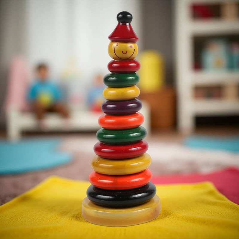 Woodlebee Wooden Rainbow Stacking Rings Toy(Multicolor)