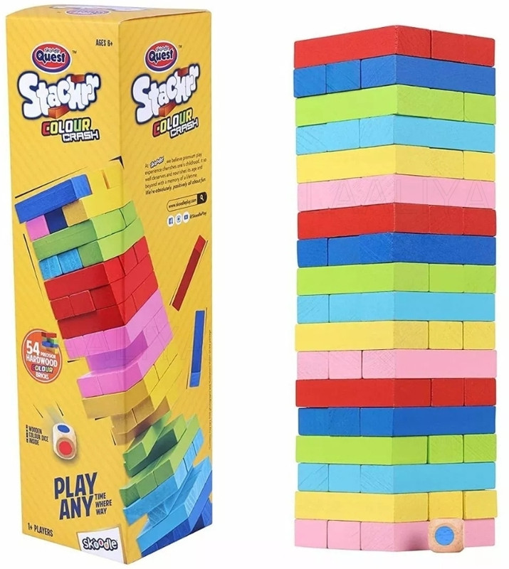 Laaliya Wooden Stacking Tower Game - Colorful Balance 54 Blocks Puzzle Toy for Kids(Multicolor)