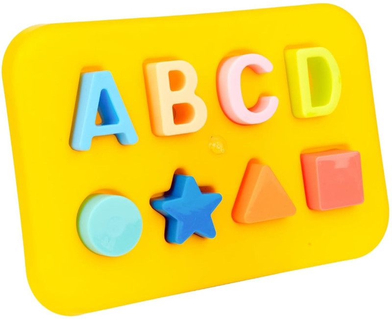 capers ABCD Shape Child-Safe Plastic Puzzle Board(Yellow)