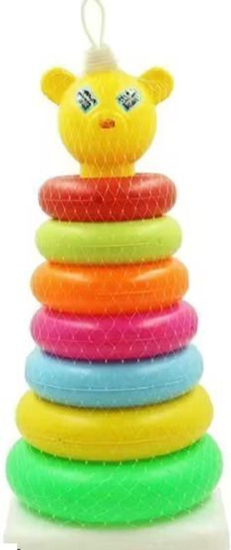 SHRIKHATUSHYAM Plastic Teddy Rings, Multicolour , Jumbo stack up educational Ring tower(Multicolor)