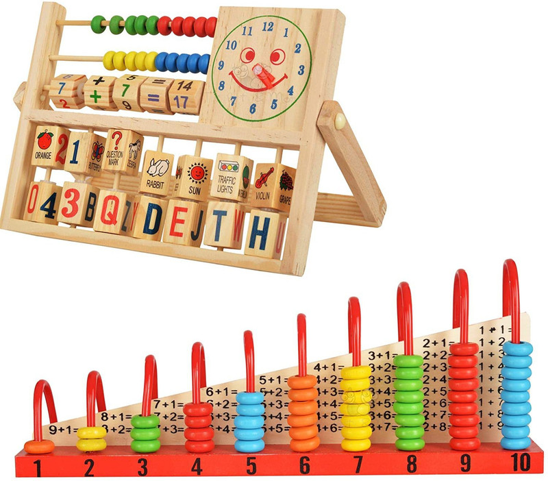 Kishore collection Wooden Calculation Shelf+Abacus Frame(Combo)Stacking Counting learning for kids(Multicolor)