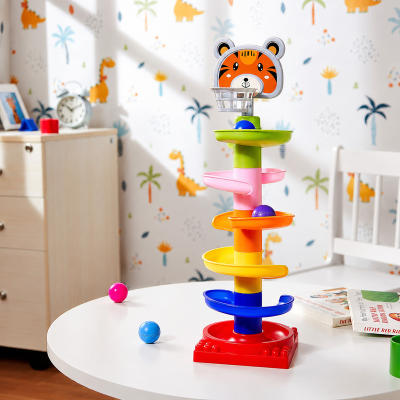 Juteique Roll Ball Tower| Kids Toy(Multicolor)