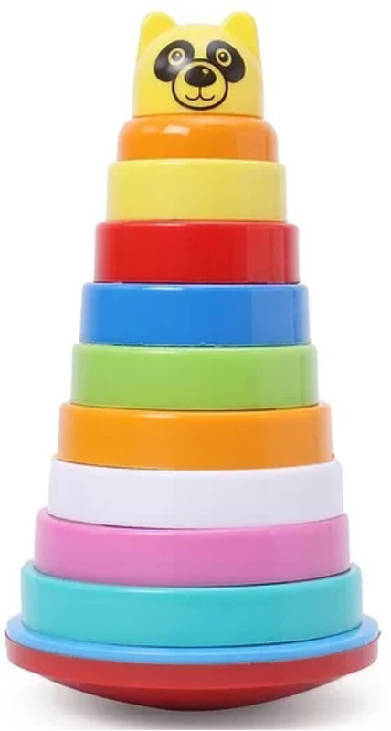 YUIOP - Rock N Stack Sr - Stacking Toys For Kids - 9 Rings, 1 Post - Animal Face(Multicolor)