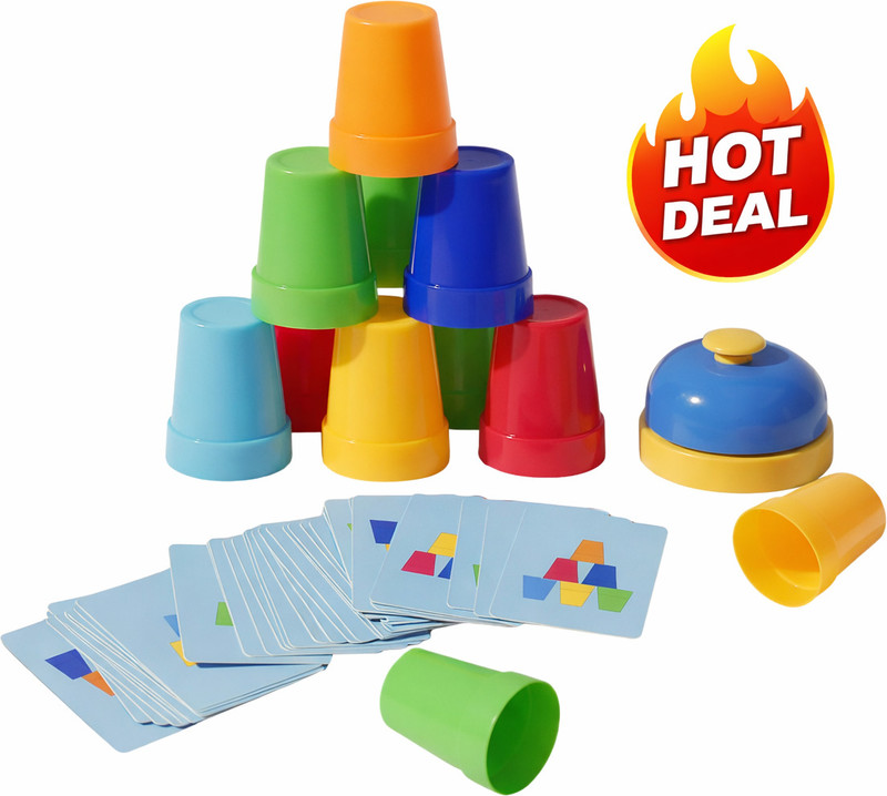 CountryLink Kids Stacking Cups Challenge with Pattern Cards and Bell(Multicolor)