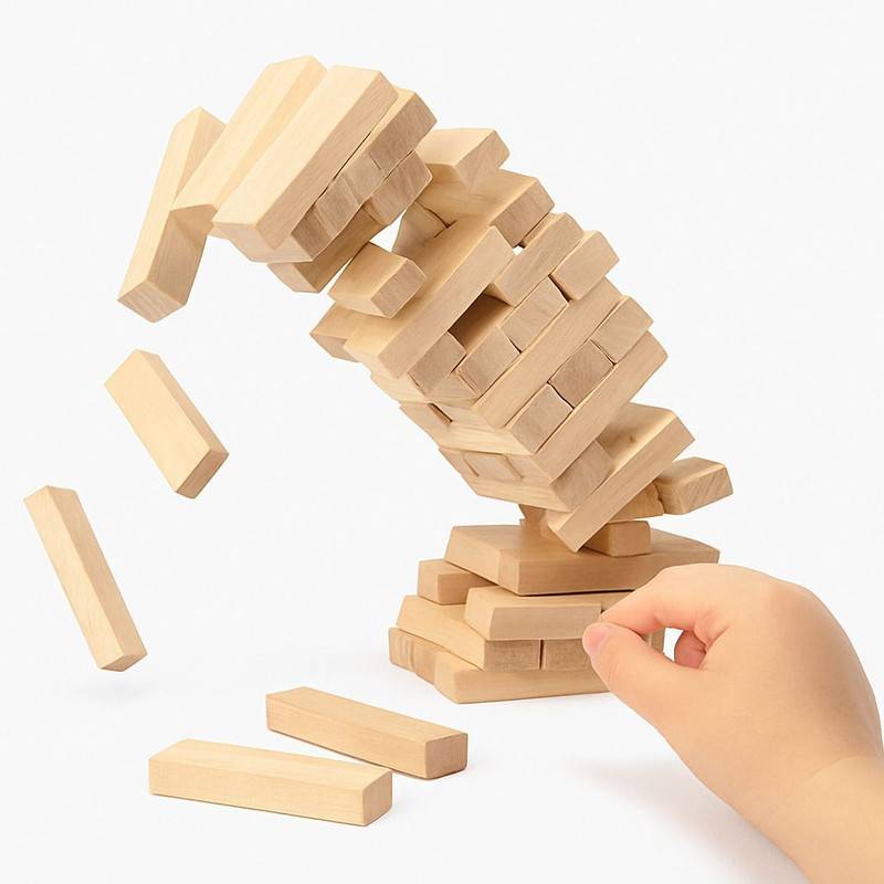 Clapjoy Slido Alpha Wooden Tumbling Tower Game, Stacking & Balancing Tower Game(Brown)