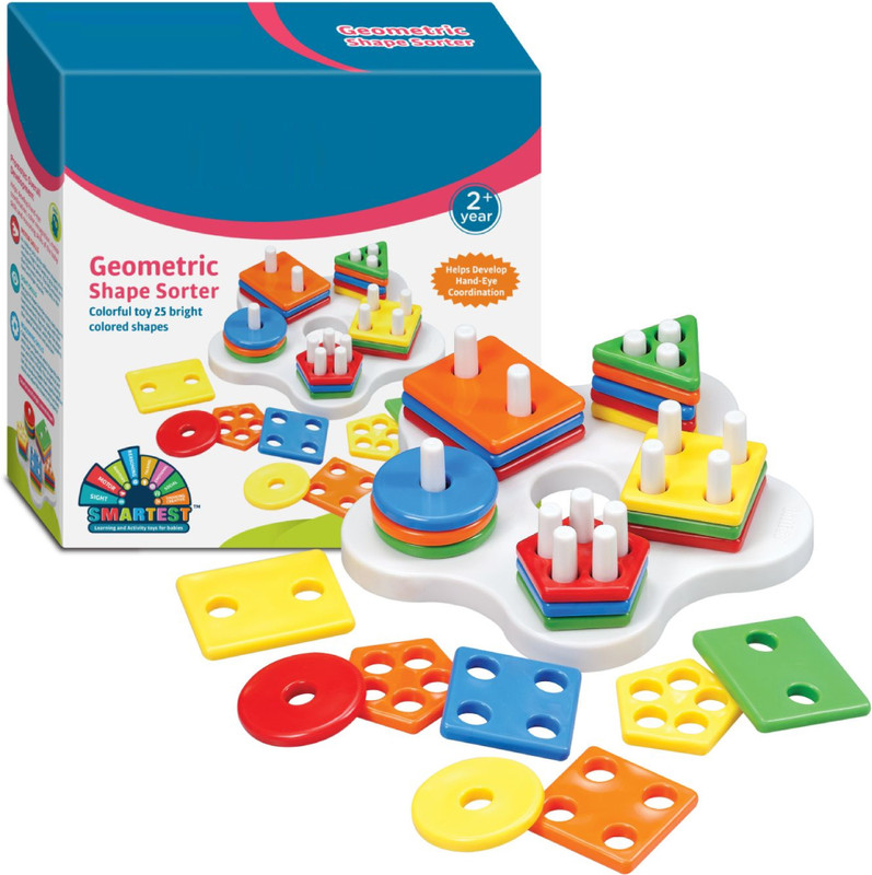 BATLIBOI Geometry Shape & Color Sorter Puzzle Board Preschool Educational toys for kids(White)