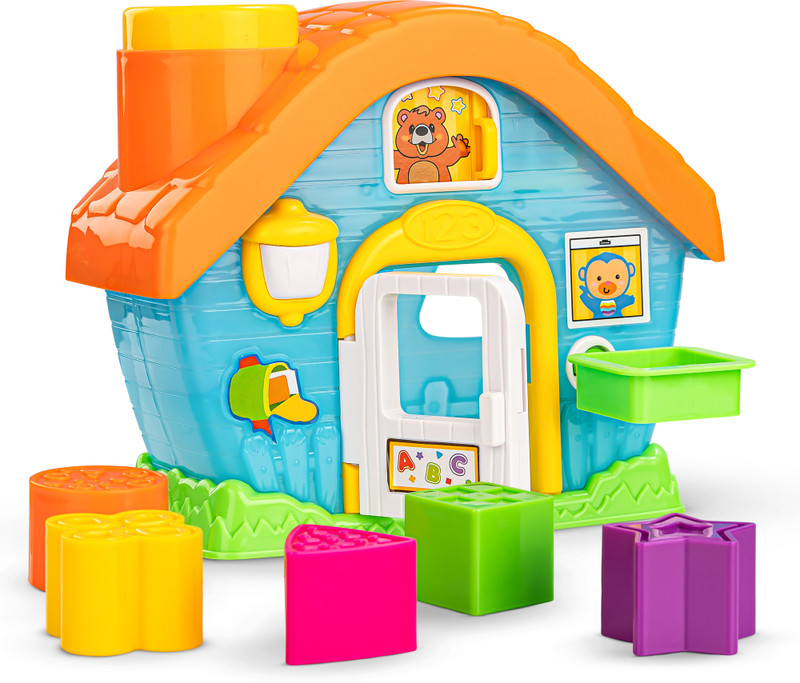 baybee Shape Sorting House Toy for Kids Shape Matching Puzzle with 5 Colorful Blocks(Multicolor)