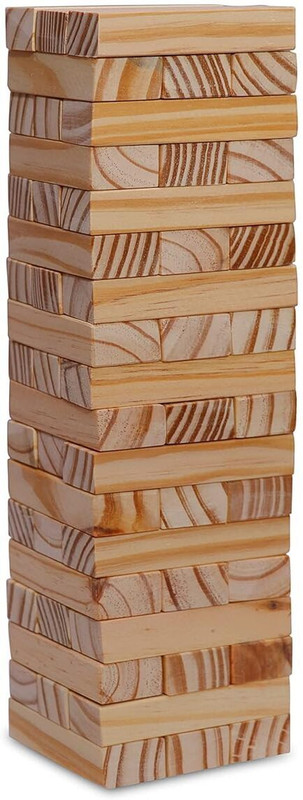 CrazyBuy Premium Jenga Wooden Block Stacking Game - Family Fun & Skill-Building(Brown)