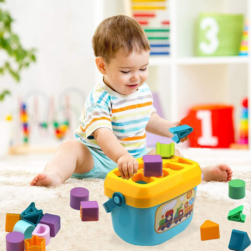 DevDarsh First Block Set For Kids Non-Toxic Abcd Geometric Shape Sorting & Stacking Toy(Multicolor)