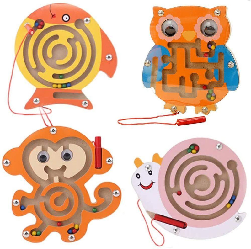 Pluspoint Wooden 4 pc mazes puzzle Early Educational Toy Set for Kids 2+ Years(Multicolor)