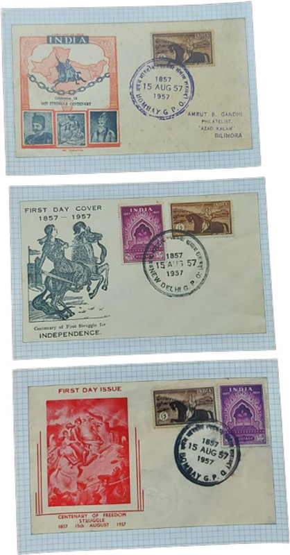 rbf RARE VERY RARE HISTORICAL 15-08-1957 FIRST DAY COVER 3 SET Stamp Album(3 Stamps)