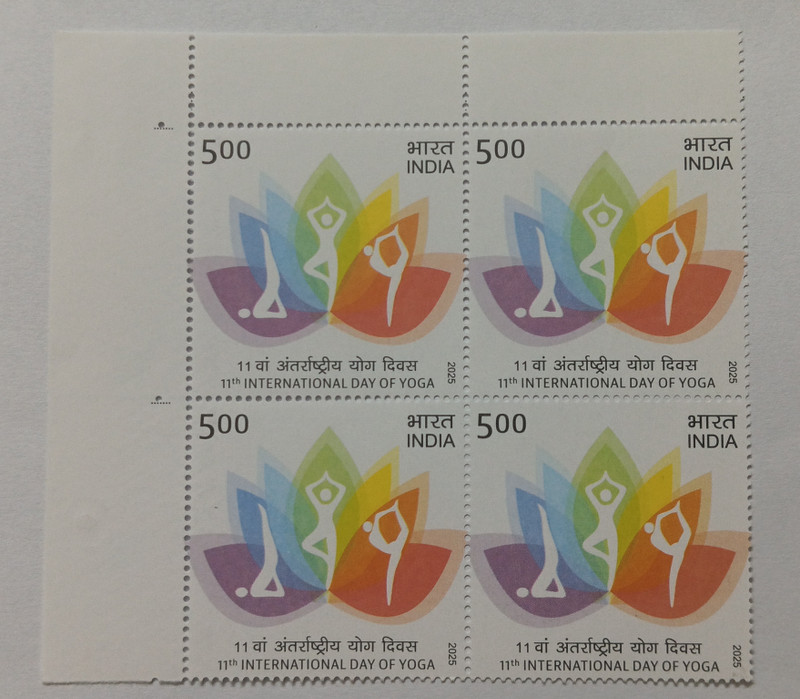VJS India 2025 - 11th International Day of Yoga Blk of 4 Mint Stamps Stamps(4 Stamps)