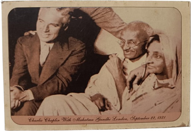 RB COINS EXTREMELY RARE MAHATMA GANDHI CPOSTCARD SIZE 13×9HARLIE CHAPLIN IN Stamps(1 Stamps)