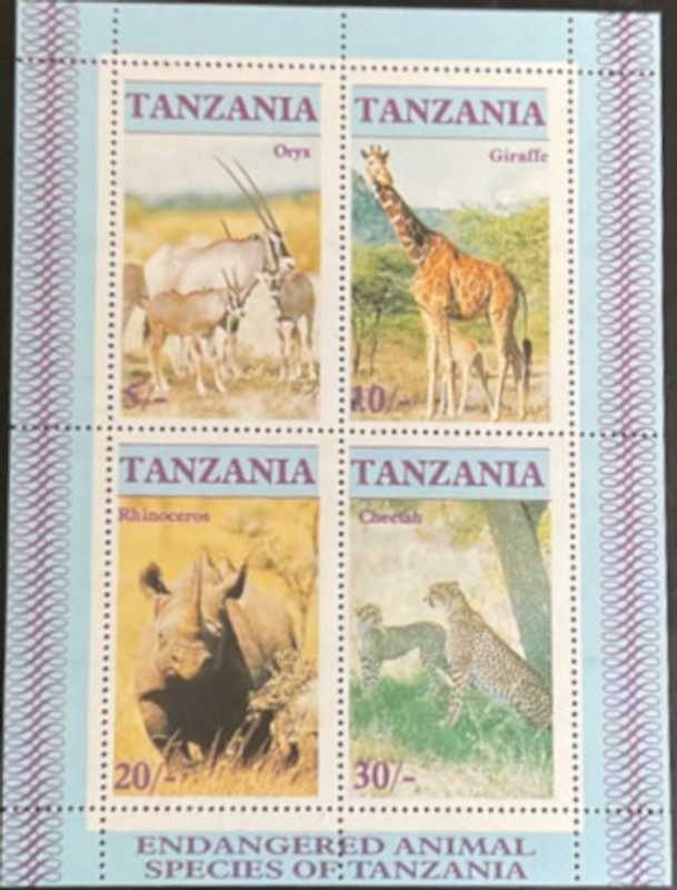 LeoStampsCoins 1986 Tanzania Miniature Sheet (MS), Theme Of Endangered Animal, 4v In MS, Mint Stamp Page Sheet(4 Stamps)