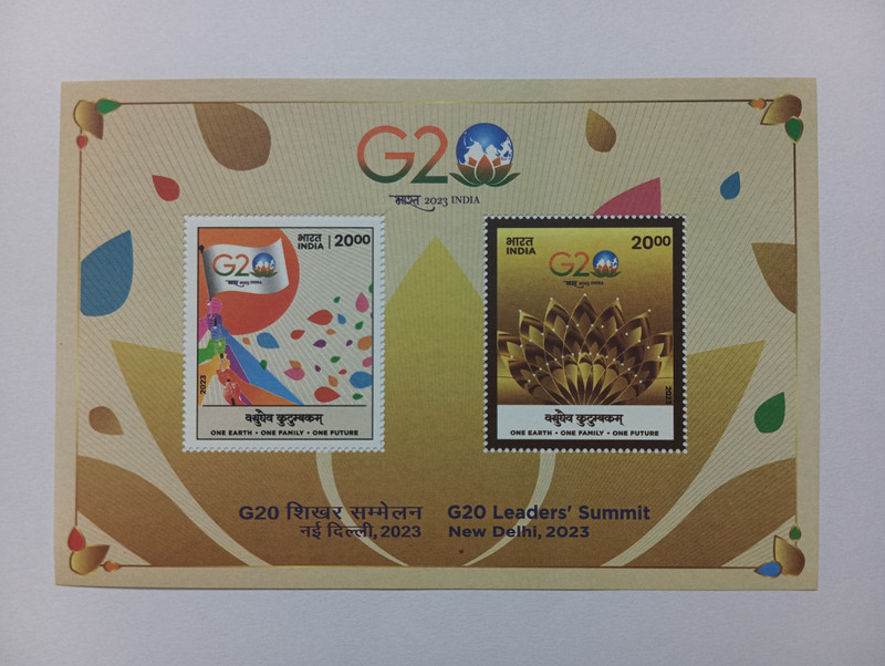 VJS India 2023 - G20 Leader's Summit Miniature Sheet Stamp Stamps(2 Stamps)
